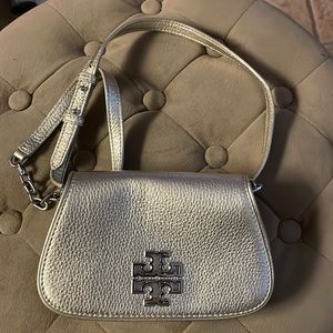 Tory Burch gold leather small crossbody approximately 4.5” x 7.5”